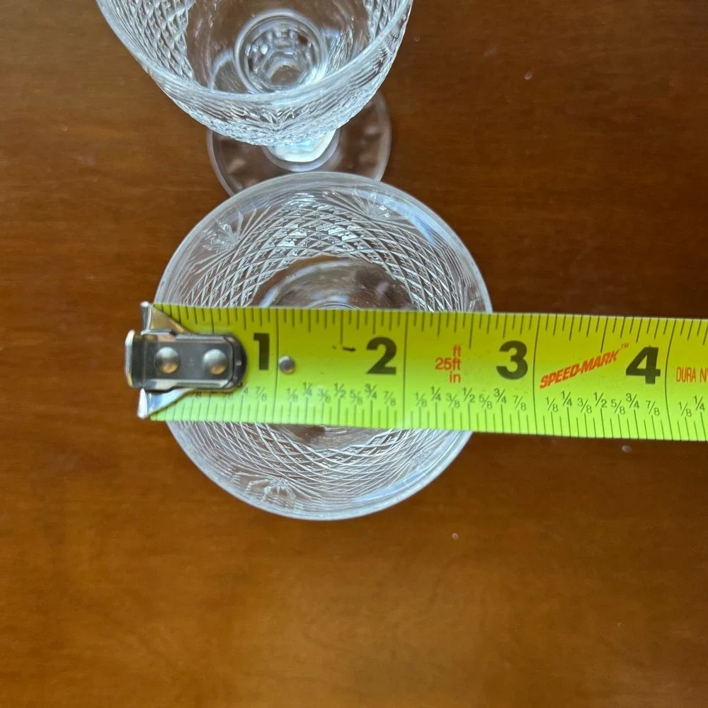 Vintage Diamond & Fan Water Small Goblet Wine Glasses ~ Set‎ of 2 ~ Brilliant